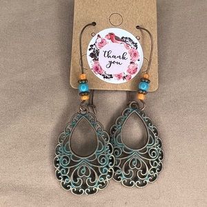 Gorgeous Fashion Vintage Teal Iron Drop Earrings